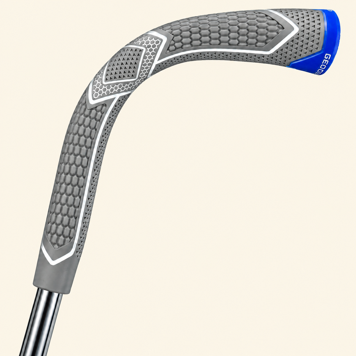 The Crimson Classic gray and blue cane handle close-up, view 4