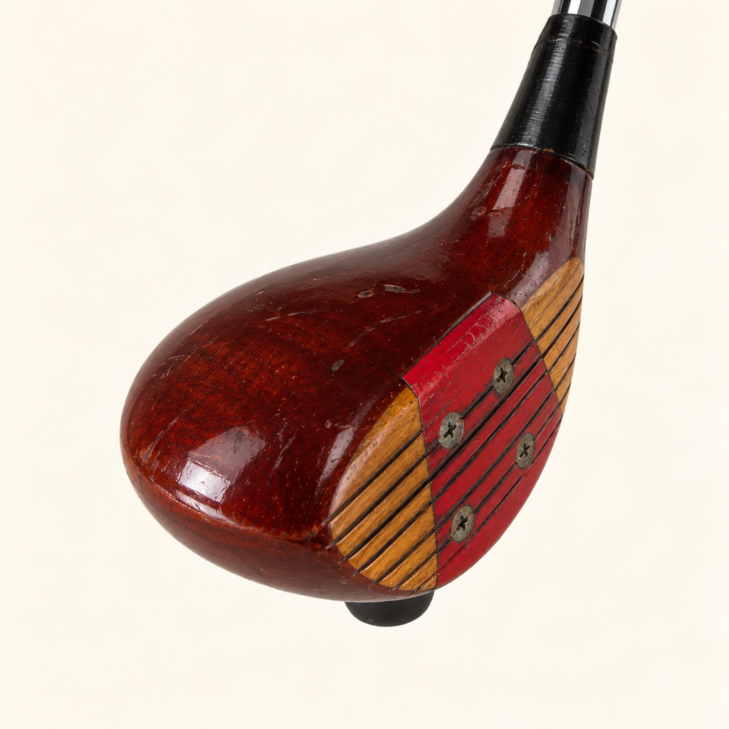 Crimson Classic cane head, reconstructed side view with dark red-brown finish and red face insert.