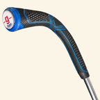 G Cane black and blue handle close-up on a cream background