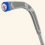 G Cane gray and blue handle close-up on a cream background