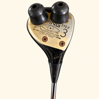 Model 8 club head sole close-up on a cream background